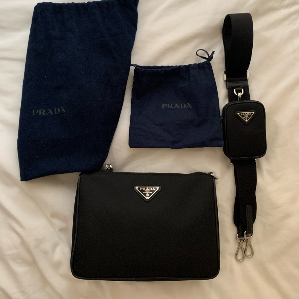 Prada Re-Nylon and Saffiano leather shoulder bag - Mens